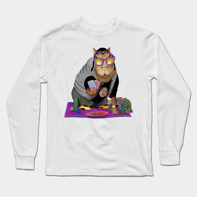 Capybara Pokerface Long Sleeve T-Shirt by argiropulo